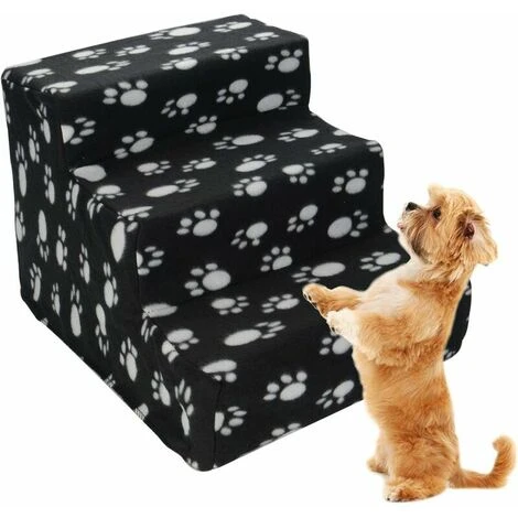 Escalier Pour Chien, Escalier Pour Animal De Compagnie, 3 Marches, Housse En Peluche, Escalier Pour Chat, Chiens, Chats, Animaux De Compagnie, échelle De Lit Antidérapante, Assistant Monte-escalier – Image 2