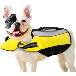 Pet Life Jacket Gilet De Sauvetage Pour Chien Lifesaver Sécurité Gilet Réfléchissant Taille Réglable Dog Lifejacket Pour Natation Surf Bateau De Chasse (M, Jaune Gilet De Sauvetage Pour Chien),338g
