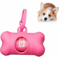 Disitributeur De Sacs à Crottes De Chien Avec Laisse Clip Et 1 Rouleau Sacs - Rose