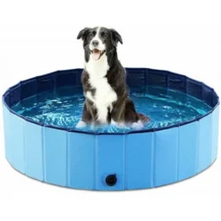 Piscine Pliable Pour Chiens Animaux De Compagnie Et Enfants Baignoire Bassin De Baignade Pataugeoire Portable En PVC Antidérapant Tub De Chien Et Chat Piscine D’Enfant Et De Chien 32x 8