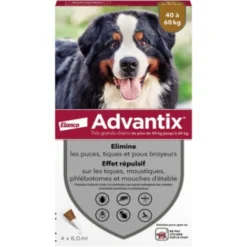 Advantix Soin Antiparasitaire Pour Chiens Plus De 40 Kg Boîte De 4 Pipettes