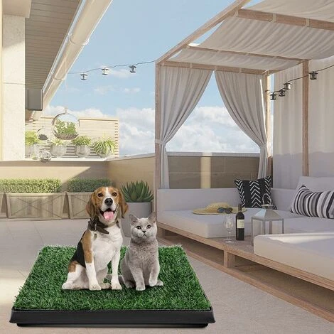 Toilettes Pour Animaux, Pelouse De Toilette Pour Chiens, Tapis Pour Animaux Avec Plateau Et Gazon Artificiel Vert En ABS 63 X 50 X 7cm – Image 2
