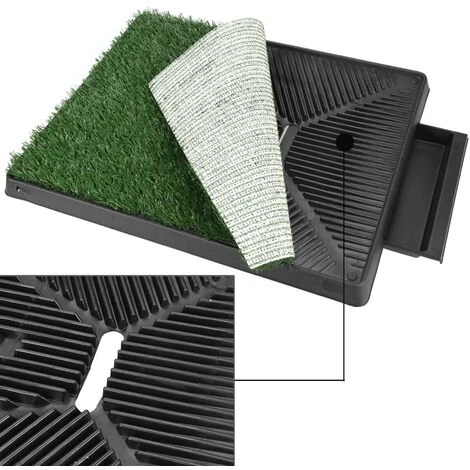 Toilettes Pour Animaux, Pelouse De Toilette Pour Chiens, Tapis Pour Animaux Avec Plateau Et Gazon Artificiel Vert En ABS 63 X 50 X 7cm – Image 5