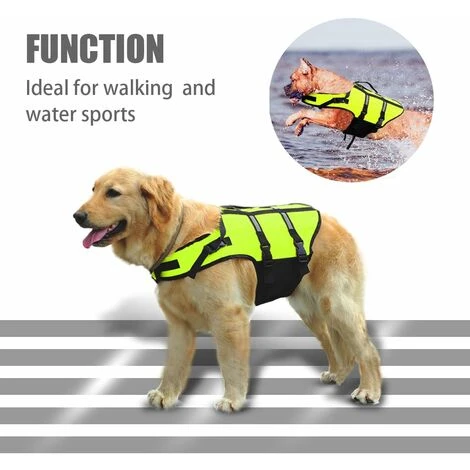 AIDUCHO Gilet De Sauvetage Pour Chiens/Veste De Flottaison Pour Chiens Gilet Avec Poignée Supérieure Et Sangles Réfléchissantes/Veste Lifesaver Pour Chien (Vert - M) – Image 4