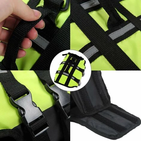AIDUCHO Gilet De Sauvetage Pour Chiens/Veste De Flottaison Pour Chiens Gilet Avec Poignée Supérieure Et Sangles Réfléchissantes/Veste Lifesaver Pour Chien (Vert - M) – Image 5