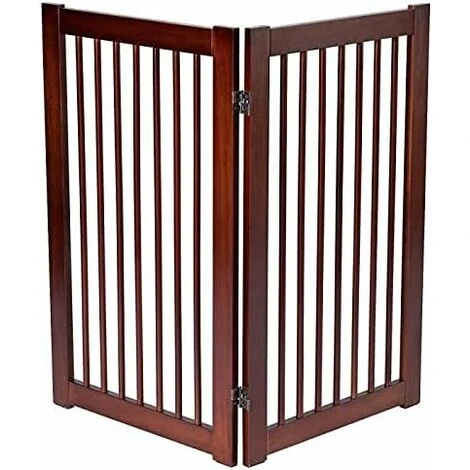 COSTWAY Barrière De Sécurité Pliable Autoportante En Bois Pour Chien 2 Pièces 56-112 X 91,5 CM Avec Patins Antidérapants