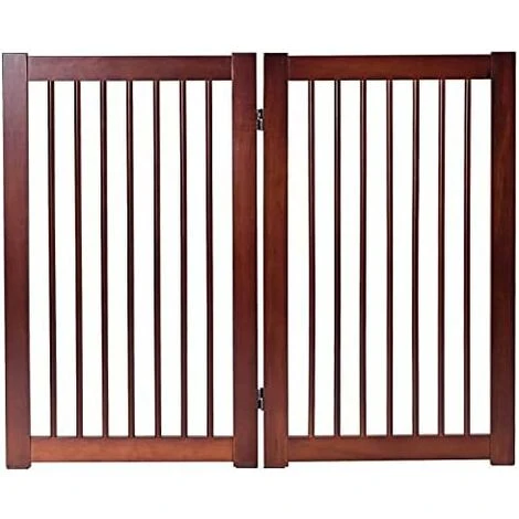 COSTWAY Barrière De Sécurité Pliable Autoportante En Bois Pour Chien 2 Pièces 56-112 X 91,5 CM Avec Patins Antidérapants – Image 3