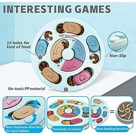 Jouet D'alimentation Lente, Jouet Pour Chien Bol D'alimentation, Mangeoire De Jeux De Cerveau De Chien Avec Antidérapant, Améliore Le Bol De Puzzle IQ Pour Chiot (bleu) – Image 4