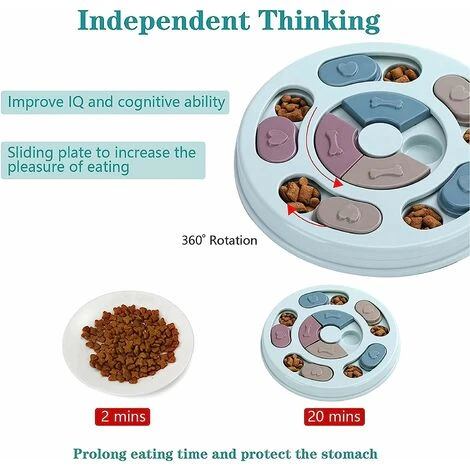 Jouet D'alimentation Lente, Jouet Pour Chien Bol D'alimentation, Mangeoire De Jeux De Cerveau De Chien Avec Antidérapant, Améliore Le Bol De Puzzle IQ Pour Chiot (bleu) – Image 5