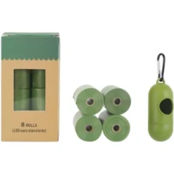 Sac Poubelle Biodégradable Pour Animaux De Compagnie, Sac à Crottes De Chien épi Protection De L'environnement (vert Et Insipide 4 Rouleaux + 1 Distributeur),HANBING