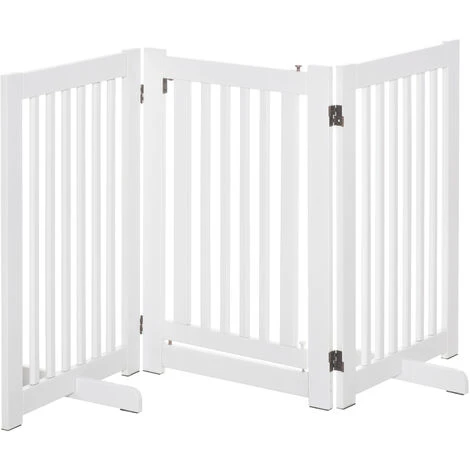 PawHut Barrière Modulable Pliable Barrière De Sécurité Avec Porte Verrouillable Intégrée Dim. 155L X 35l X 76H Cm MDF Blanc