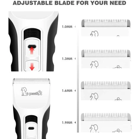 Tondeuse Pour Chien, Pecute Professionnel Sans Fil Grooming Kit Avec écran LCD Et 5 Vitesses De Rotation, Tondeuse Pour Chien Et Chat Peut 4 H De Travail, Ultra Silencieux Rasoir Electrique Pour Anima – Image 2