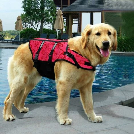 Gilet De Sauvetage Pour Chien Manteau De Sécurité La Natation Gilet De Sauvetage Pour Flottaison Avec Poignée Pour Petit Chien Grand Chien OsRouge M,Versailles – Image 2
