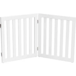 COSTWAY Barrière Pour Chien En Bois 2 Panneaux Autoportante Charnières Métalliques à 360° Antidérapants 60cm Pour Escaliers Blanc