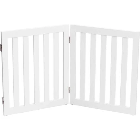 COSTWAY Barrière Pour Chien En Bois 2 Panneaux Autoportante Charnières Métalliques à 360° Antidérapants 60cm Pour Escaliers Blanc
