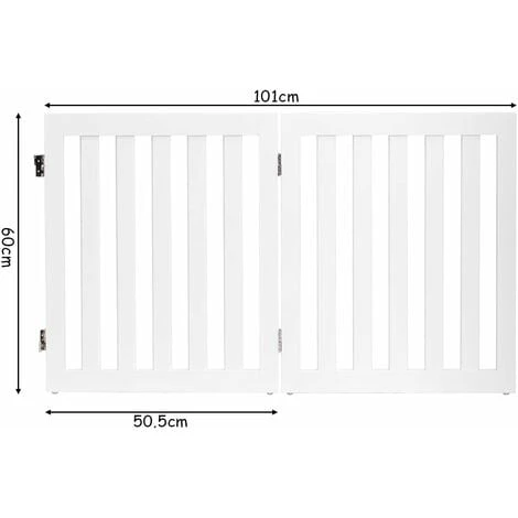 COSTWAY Barrière Pour Chien En Bois 2 Panneaux Autoportante Charnières Métalliques à 360° Antidérapants 60cm Pour Escaliers Blanc – Image 5