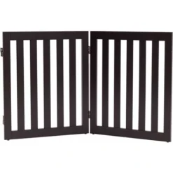 COSTWAY Barrière Pour Chien En Bois 2 Panneaux Autoportante Charnières Métalliques à 360° Antidérapants 60cm Pour Escaliers Marron