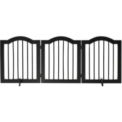 PawHut Barrière De Sécurité Barrière Modulable Pliable Pour Animaux De Compagnie - Piètement Support - Dim. 154,5L X 61H Cm - MDF Bois Noir