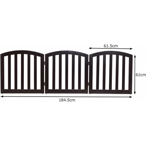 COSTWAY Barrière Pour Chien Sécurité En Bois Pliable Autoportante 3 Pans 184,5 X 61CM Pour Maison, Entrée De Porte, Escaliers Marron – Image 5