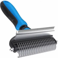 Brosse Et Peigne Pour Chien，Brosse Chien Chat 2 En 1 Peigne De Toilettage Pour Chiens Bleu FUIENKO