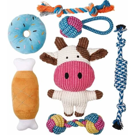 Jouet Pour Chien - 7 Durables Jouet Chiot Jouets Pour Chiens Cadeau Chien Peluche Pour Chien - Jouet Petit Chien Jeux Chien Jouet Jouet Chien Noel - Coton Naturel Et Non Toxique