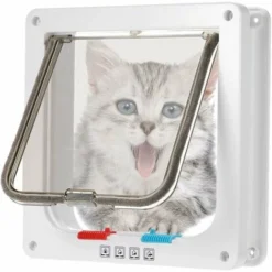 Chatière à Puce électronique Chatière Chatière à Puce électronique Marron Chatière Avec Kits De Vis Pour Chat Et Petit Chien Blanc, Medium Cisea