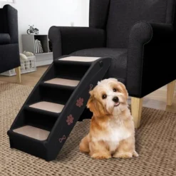 Escaliers Pliables Pour Chiens Noir 62x40x49,5 Cm