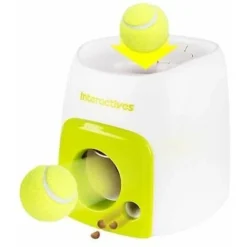 Lanceur Automatique De Balles Interactives Pour Chiens - Machine De Récompense Alimentaire - Machine à Lancer De Balles De Tennis Pour Dressage De Chiens - Blanc + Vert - 1pcs
