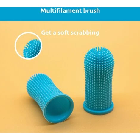 Brosse A Dent Chien Et Chat - Brosse A Dent Pour Chien Et Brosse A Dent Chat - Nettoyage À 360 Degrés Pour Hygiène Et Santé Du Chien Et Chat - Brosse A Dents Chien - Doigtier Dents Chien - Bleu 2Pices – Image 4
