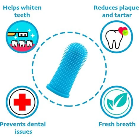 Brosse A Dent Chien Et Chat - Brosse A Dent Pour Chien Et Brosse A Dent Chat - Nettoyage À 360 Degrés Pour Hygiène Et Santé Du Chien Et Chat - Brosse A Dents Chien - Doigtier Dents Chien - Bleu 2Pices – Image 5