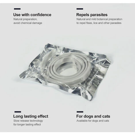 Collier Anti-insectes Pour Animaux De Compagnie Pour Chats Et Chiens Collier Anti-puces Réglable Collier Anti-puces Et Anti-tiques (gris, Pour Chats) – Image 3