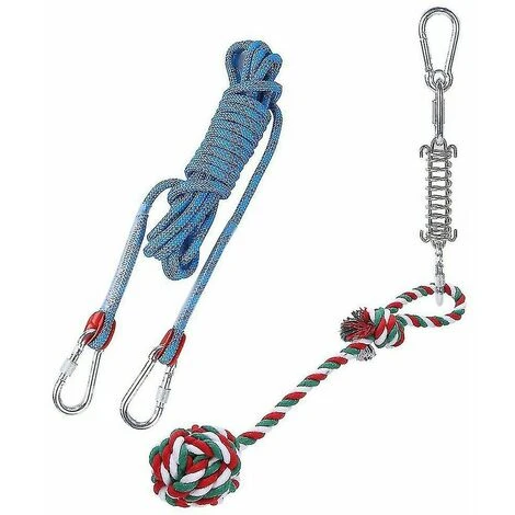 Ensemble De Jouets De Barre à Ressort Pour Chien Exercice Suspendu En Plein Air Corde De Coton Jouet De Dent De Chien Ruikalucky – Image 4