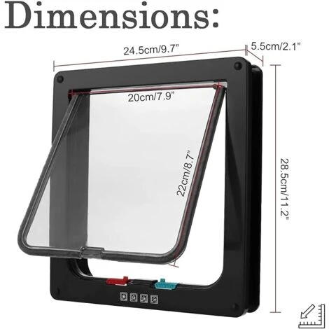 Chatière Intelligente Chat Porte Coleur De Blanche 25x23.5x5.3cm Pratique Pour L'installation – Image 3