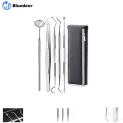 Kit De Détartreur Dentaire Kit De Nettoyage Des Dents ， Ensemble D'outils Pour Dentistes - Étui En Cuir à Jante En Acier De Six Pièces