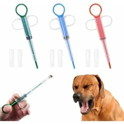 WddnAot Lance Pilule Chat, Pet Pill Dispenser, Seringue Pour Animaux De Compagnie, Animaux Médecine Distributeur, Avec 2 Embouts Souples, Réutilisable, Pour Chats, Chiens, 3 Pièces, Bleu+Rouge+Vert