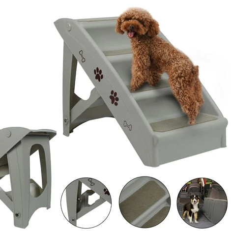 Escaliers Pour Chien Escalier Pliable En Plastique Pour Animal De Compagnie Avec Marches Antidérapantes, Aide à L'entrée De Lit Ou De Canapé HENGMEI