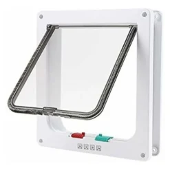 Grande Chatière Blanche à Verrouillage De Porte à 4 Voies Pour Chat Ou Chien Facile à Installer (23 Cm X 25 Cm X 5,5 Cm)