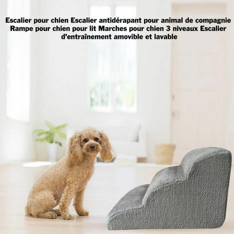 Escalier Pour Chien Rampe Antiderapante Pour Animaux De Compagnie Escaliers Rampe Pour Chien Pour Lit Marches Pour Chien De Compagnie 3 Niveaux Escaliers De Formation Amovibles Et Lavables – Image 2