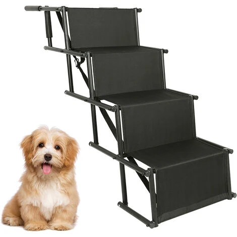 Escalier Pour Chien, Escaliers Légers De Rampe De Voiture De Chien, Rampe D'Accès Amovible Et Pliable, Escalier à 4 Marches, Chargable Jusqu'à 80 Kg, Utilisable Pour Tous Les Véhicules (Noir) – Image 2