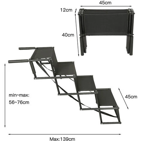 Escalier Pour Chien, Escaliers Légers De Rampe De Voiture De Chien, Rampe D'Accès Amovible Et Pliable, Escalier à 4 Marches, Chargable Jusqu'à 80 Kg, Utilisable Pour Tous Les Véhicules (Noir) – Image 4