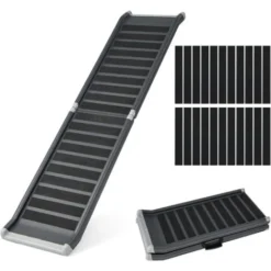 COSTWAY Rampe Pour Chien Pliable Avec Cadre En Métal Charge 120KG Escalier Pour Animaux Antidérapante Avec Verrouillage Pour Voiture