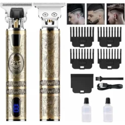 Tondeuse à Cheveux, Tondeuse à Cheveux Professionnelle Pour Homme, Rasoir électrique Facile à Couper, Tondeuse à Barbe Rechargeable Par USB, Tondeuse à Lame En T Pour Homme Avec 3 Peignes Et écran LED