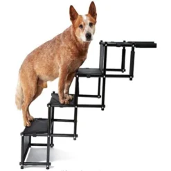 GUOYIHUA® Escalier Pour Chien - Escalier à 4 Marches Pour Animaux De Compagnie - Rampe D'Accès Amovible Et Pliable - Pour Voiture, Canapé Ou Lit - Adapté Aux Petits Et Moyens Chiens Jusqu'à 60 Kg - No