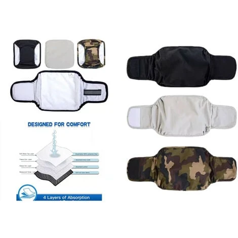 Couche Chien Male Lavable (Lot De 3) - Bandes Réutilisables Pour Chiens (Camo, L) – Image 5