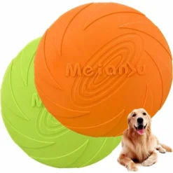 2 Packs Disque Chien, Frisbees Pour Chien, Frisbee Jouet Pour Chiens, Frisbee Jouet En Caoutchouc, Flottantes Joue Pour Chien, Douxpour Jeux Sport Exercice Activité Et Jeu En Plein.(Vert, Orange)