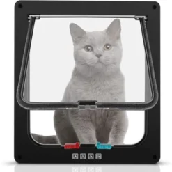 (XL, Noir)Chatière Pour Chat Avec Magnétique à 4 Voies, Porte Pour Animaux De Compagnie Pour Chats Et Petits Chiens, Porte Pour Chat Avec Tunnel