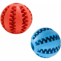 Balles Pour Chien　Jouet Chien Balle,2 Boules De Friandises En Caoutchouc Non Toxique,Balle Chien Pour Nettoyer Les Dents Et Les Jeux Chiot,Balle Jeux Pour Chiens Et Chats De Petite Et Moyenne Taille 2