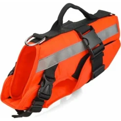 Gilet De Sauvetage Pour Chien,Gilet Sauvetage Chien Réglable Avec Poignée Et Sangles Réfléchissantes Pour Petits,Moyens Et Grands Chiens,Gilet Pour Chien Avec Flottabilité Supérieure S