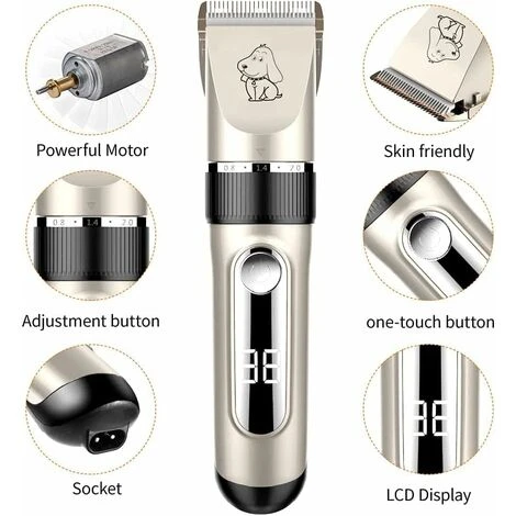 Tondeuse Chien IPX7 Professionnel Sans Fil Détachable Tondeuse Pour Chien Lames En Céramique Ecran LCD Charge Rapide Rasoir Chien Lame Détachable Et Lavable à Faible Bruit 5 Vitesses De Rotation H205 – Image 4