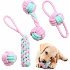 Jouet Pour Chien En Corde, Jouet Pour Chien Robuste 4 Pièces Pour Chiots Et Petits Chiens, Jouets À Mâcher, Jouets D'Entraînement Des Dents, Jouets Interactifs